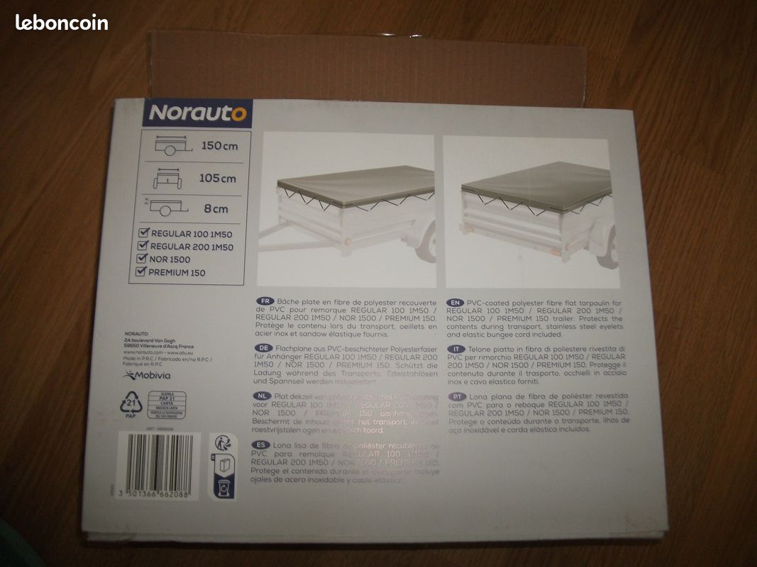 Bâche de remorque 150 x 105 cm NEUVE (image 2)