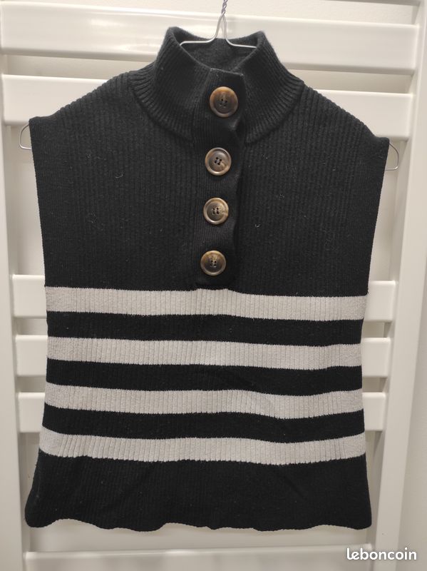 Pull sans manche marine-blanc Femme Mango Taille S Vêtements