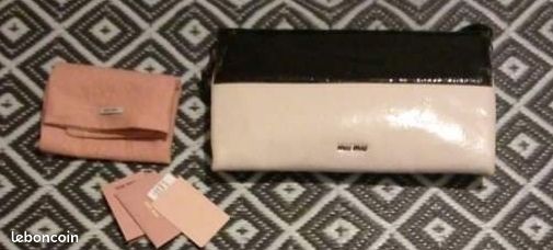 Pochette luxe miu miu cuir craquelé vintage (image 1)