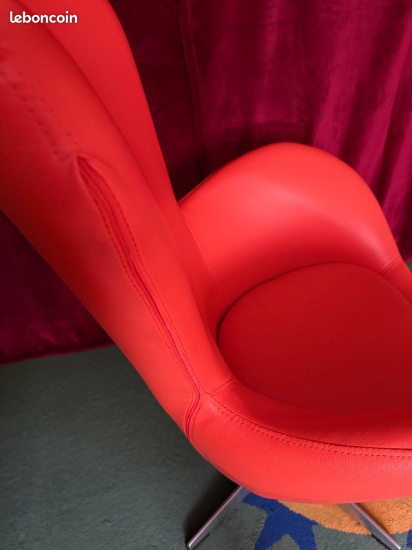 Fauteuil design vintage 1970 orange pivotant (image 7)