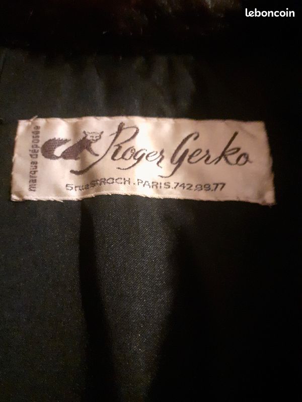Manteau Roger Gerko Imitation Vison Noir - Taille M, Occasion Très Bon État