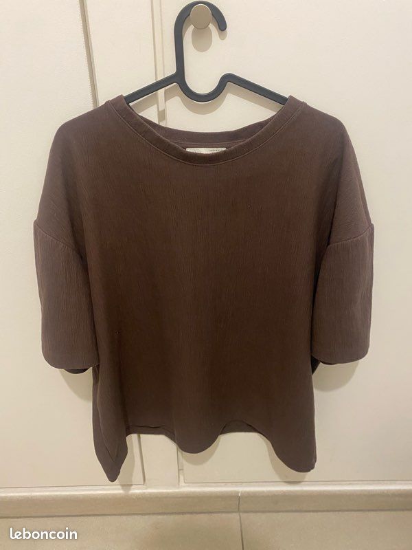 T-shirt Zara Heavyweight marron (image 1)