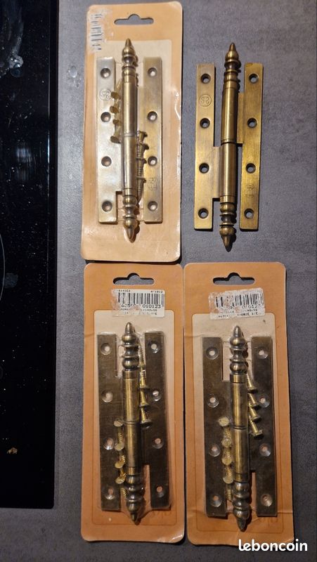 Lot De Paumelles N°4 Vintage - Acier Vieux Bronze - JB - 12 Droites, 2 Gauches