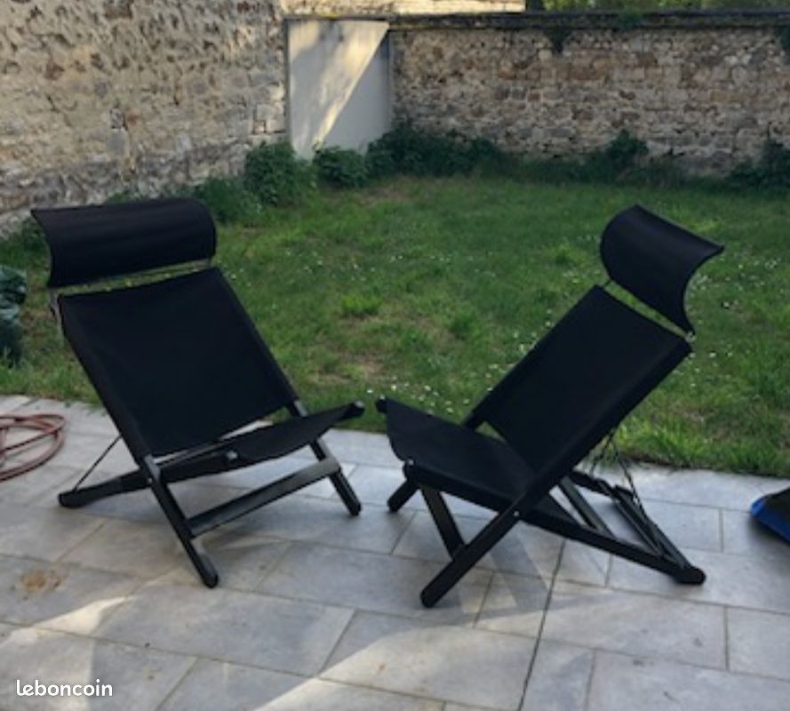 Vintage paire fauteuils pliants scandinave Modèle Hestra par Tord Bjorklund