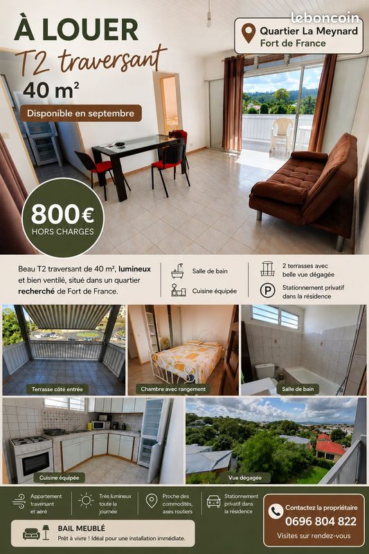Appartement 2 pièces 40 m² · à Fort-de-France · 40 m² · 800 €