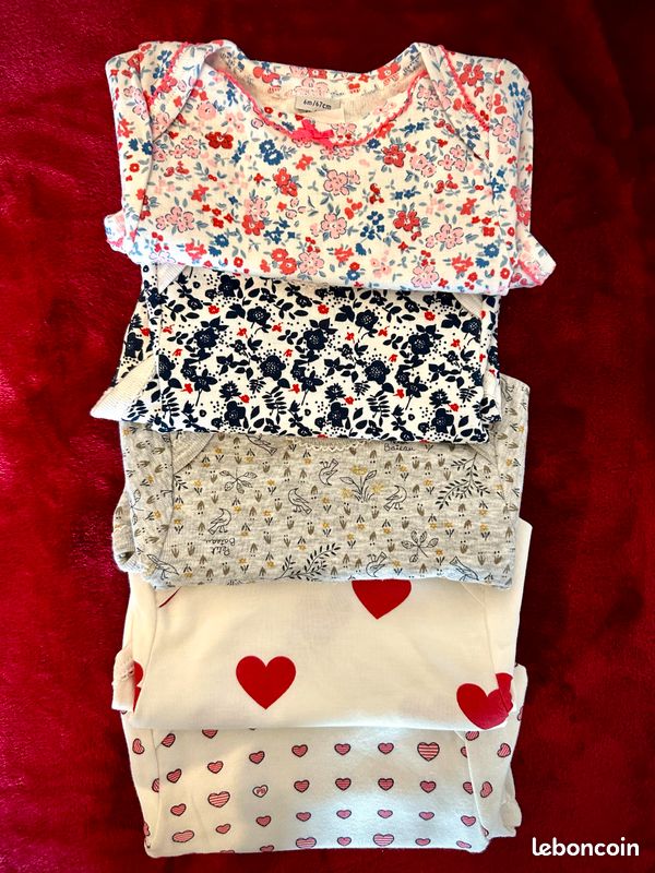 Body manches longues, manches courtes petit bateau 6 mois (image 2)