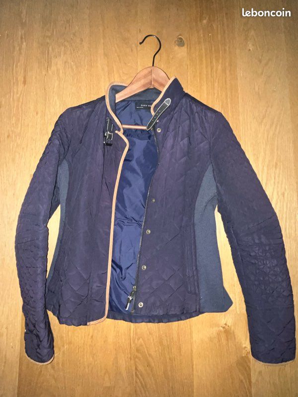 Veste Matelassée ZARA Marine Dorée Pour Femme - Taille Moyenne, Occasion Très Bon état