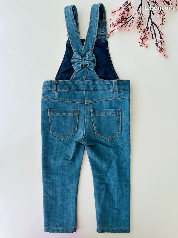 Salopette Bébé En Denim Vertbaudet - Bretelles Ajustables, 100% Coton, Pressions Entrejambe