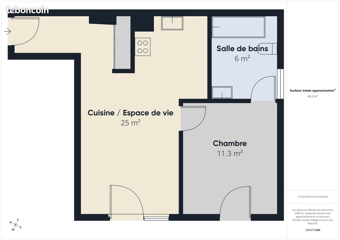 Appartement 2 pièces 43 m² · à Souffelweyersheim · 43 m² · 192 600 €