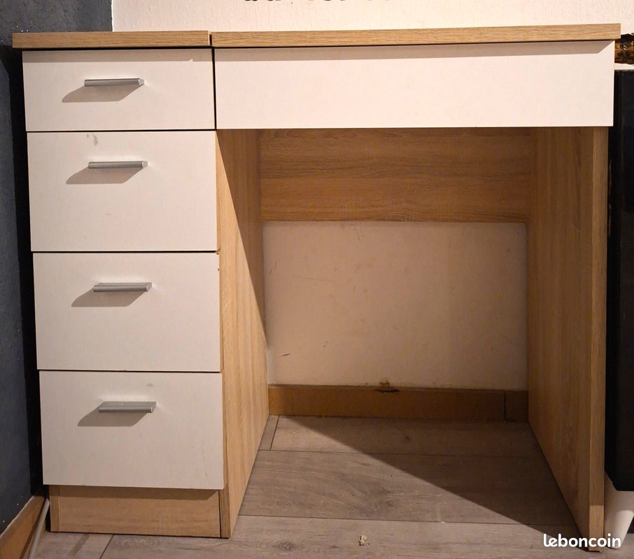 Bureau et coiffeuse blanc et bois (image 4)