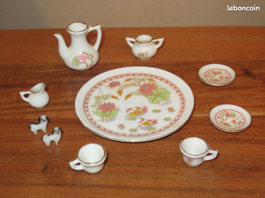 DINETTE ANCIENNE SERVICE à café en Porcelaine de Paris * décor fait main EUR 65,00 - FR