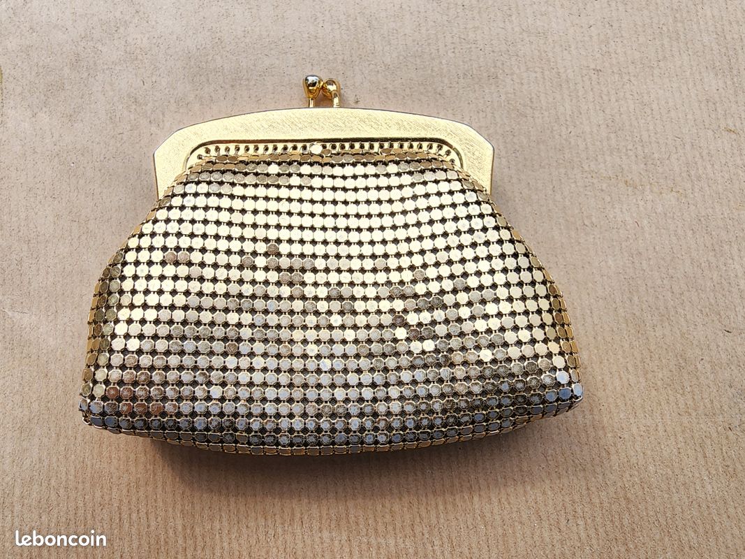 Porte-monnaie Ancien Maille Métal Argenté - Fermoir Décoré - Vintage Français