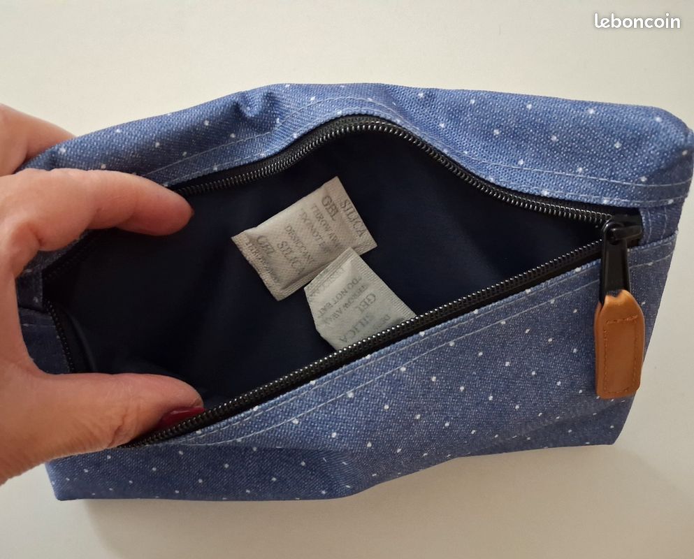 Cabas De Rangement à Pois Bleus - Sac Courses Solide Avec Anses Et Fermeture Éclair