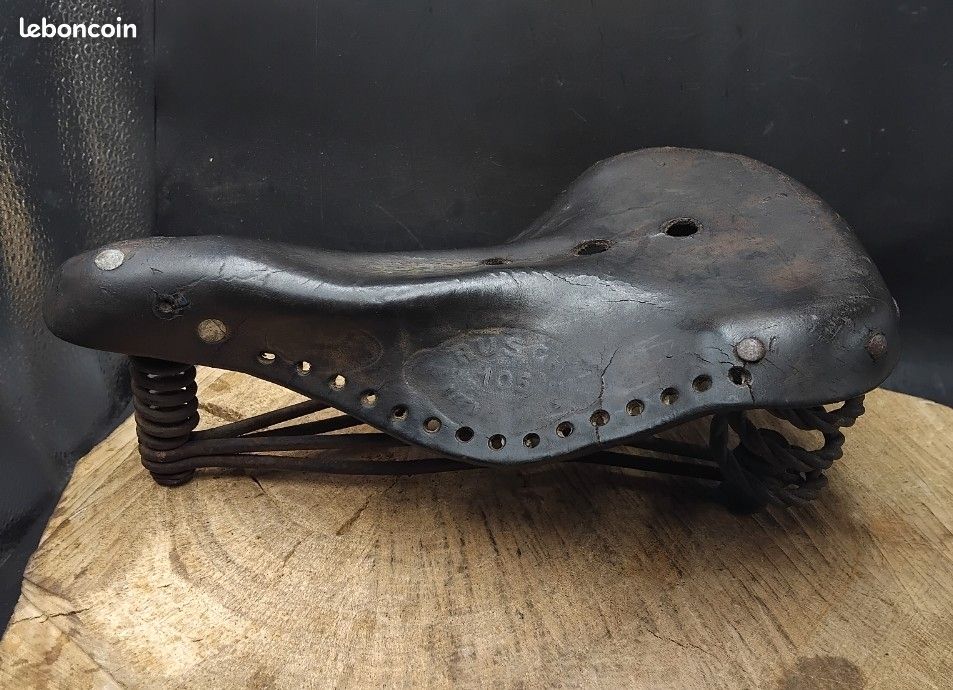 Selle De Vélo Ancienne Perfector Paris 10 - Cuir Marron à Ressorts
