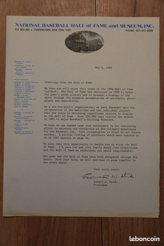 Magazine Baseball Hall of Fame 1986 + lettre d’origine (image 4)
