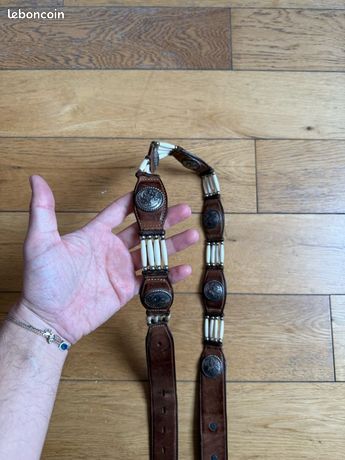 Ceinture Cuir Tressé Tony Lama Rouge Avec Accents Argentés - Taille 26 Pouces, Occasion