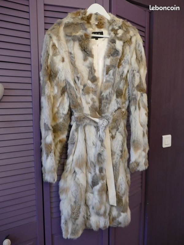 Veste fourrure lapin multi couleur (image 1)