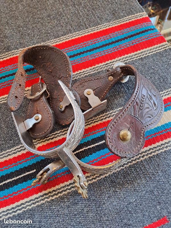 Éperons Western Cowboy, 2 éperons Vintage en Acier à Faible Éperons Western Cowboy, 2 éperons Vintage en Acier à Faible