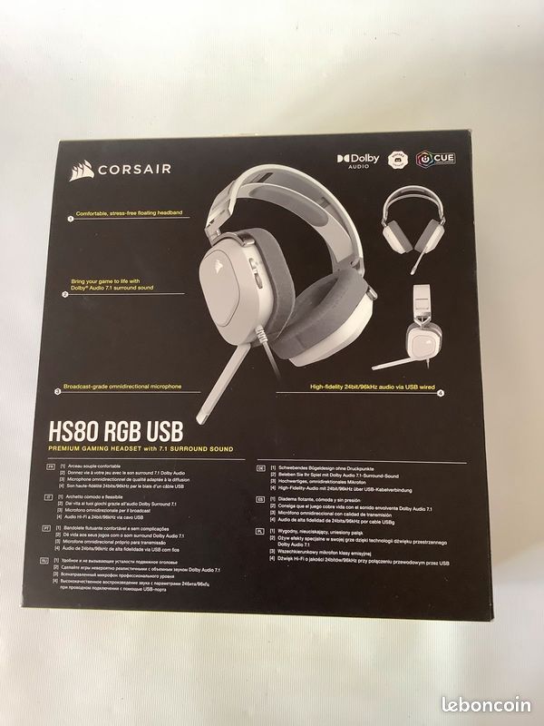 Casque Gaming Corsair HS80 RGB USB (image 1)