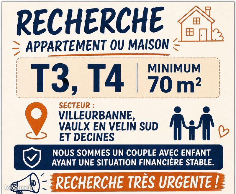 Appartement 4 pièces 70 m² · à Vaulx-en-Velin · 70 m² · 950 €