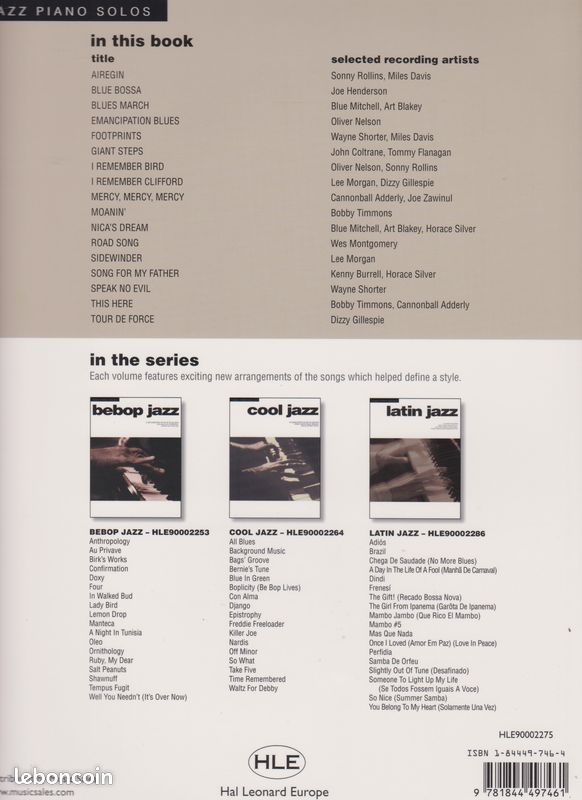 Hard Bop - JAZZ PIANO SOLOS - Recueil de partitions (image 2)