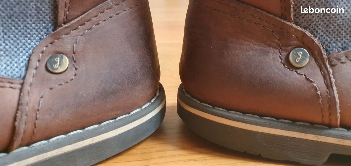 Chaussures/Boots garçon, cuir, marron, zips, Jacadi Chaussures