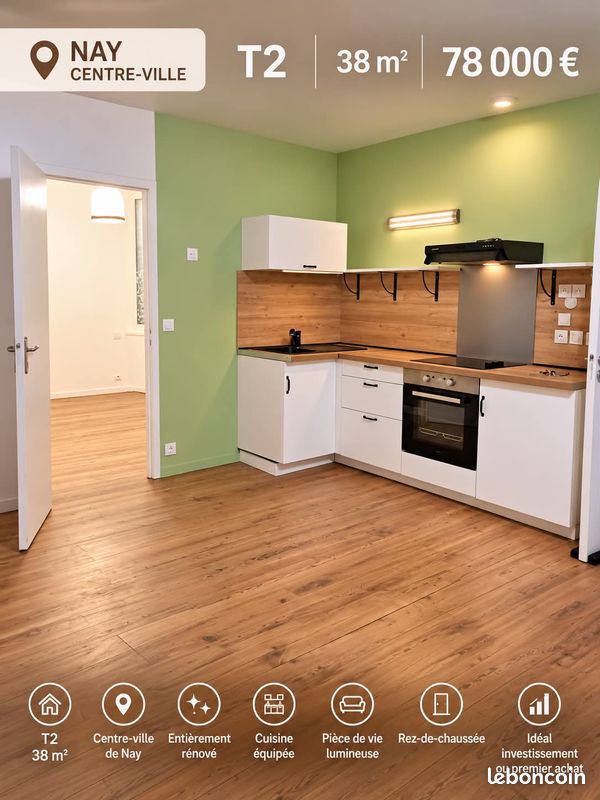 Appartement 2 pièces 38 m² · à Nay · 38 m² · 75 000 €