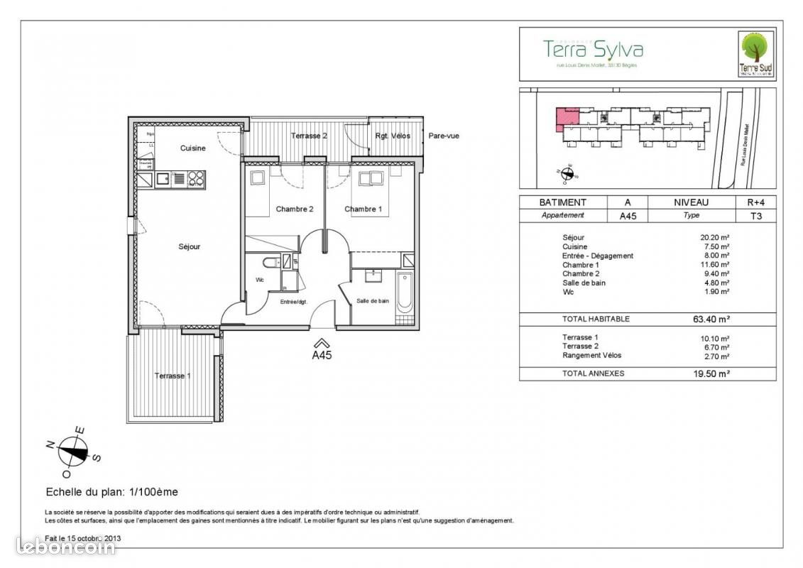 Appartement a louer begles - 3 pièce(s) - 63 m2 - Surfyn