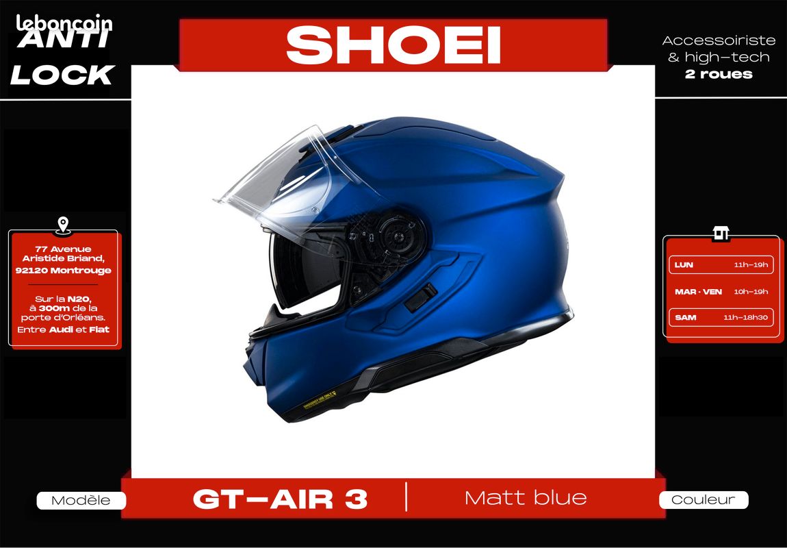 Casque Integral 𝗦𝗛𝗢𝗘𝗜 𝗚𝘁-𝗮𝗶𝗿 𝟯 | Fibres de verre | Neuf + Garantie 5 ans (image 4)