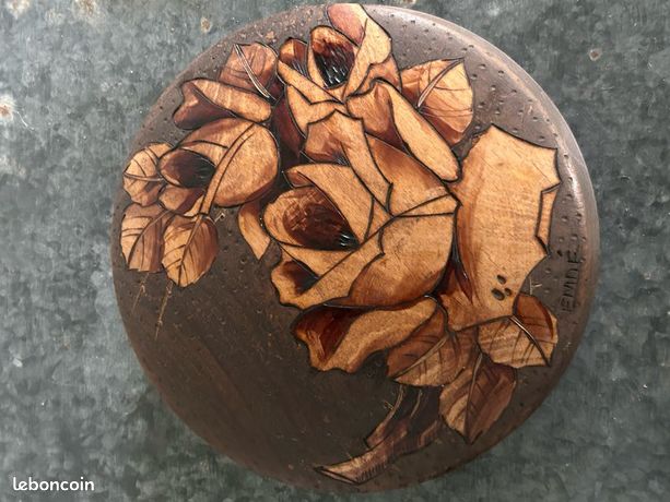 COFFRET BOÎTE À Bijoux en Bois Sculpté Main Montagne Ardèche Signé