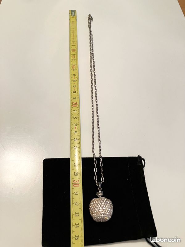 Collier/Sautoir Argenté Pomme Strass Agatha Vintage (image 6)