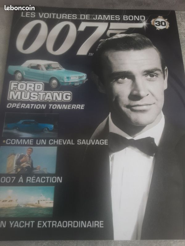FABBRI 1/43 Ford Mustang Convertible James Bond N°30 – Bleue – Collection Sous Licence
