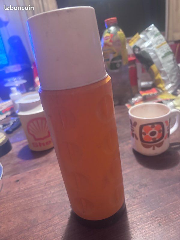 Thermos Super Therm Orange Vintage Années 1970 - Bouteille Isotherme Plastique - Occasion
