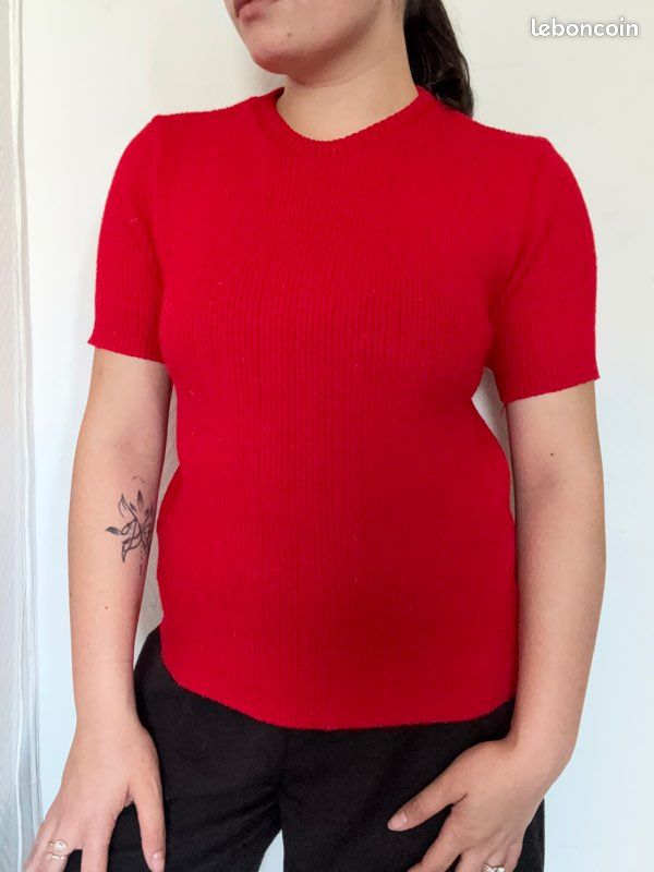 Pull rouge simple élégant – coupe slim – taille S (image 8)
