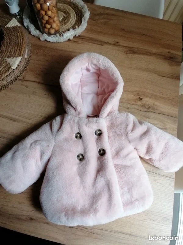 Manteau rose pale hiver molletonné à zip Vêtements bébé