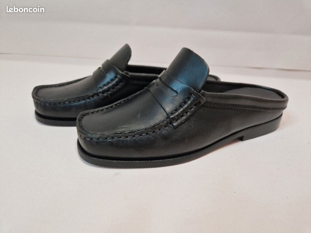 Mules style mocassin en Cuir noir (image 1)