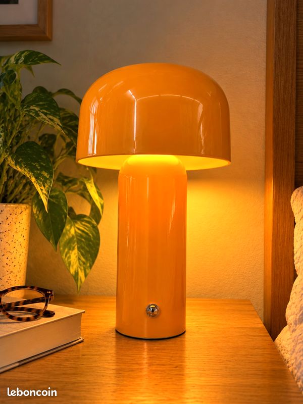 Lampe à poser orange, forme champignon (image 3)