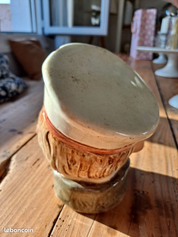 Ancien Pot à Tabac Berck Plage – Terre Cuite Polychrome Tête De Marin – Bon état