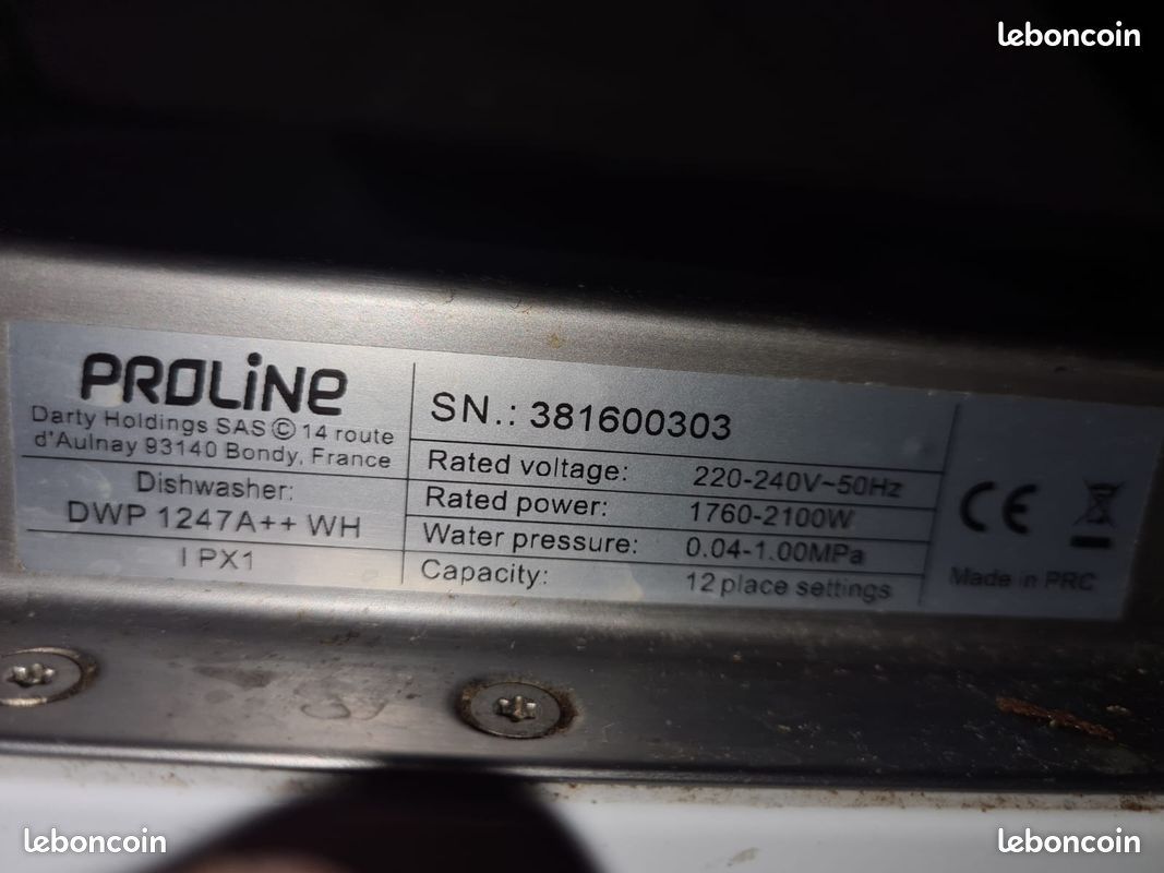 Lave-vaisselle PROLINE DWP 1247A++ WH (image 3)