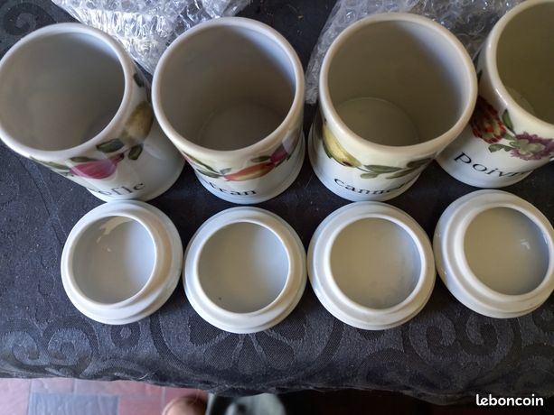 Lot De 5 Pots à épices En Porcelaine Blanche - Série 535.5 - Occasion Bon état