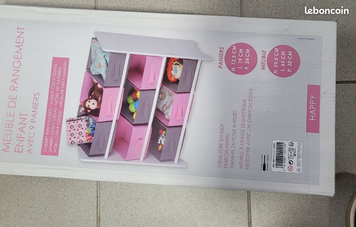 Meuble de rangement pour enfants avec panier (image 1)