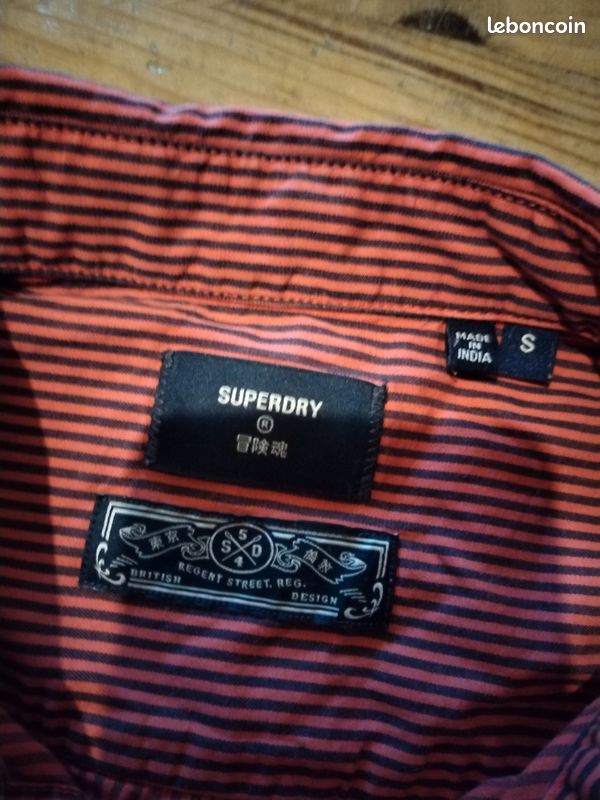 Chemise Superdry Homme Taille S, Manches Longues, Occasion Très Bon état - Couleurs Multiples