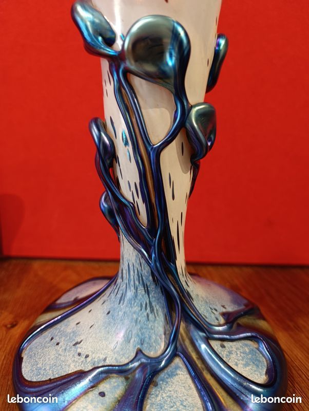 Très beau vase oignon signé par Michele LUZORO à Biot. Signé gravé et daté en masse dessous " Michele LUZORO 1992 / v. Oignon, 10 bi bleu» (image 10)