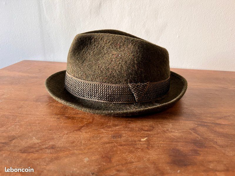Chapeau Tyrolien Vintage En Cuir Moucheté Meindl - Pièce Unique, Taille L
