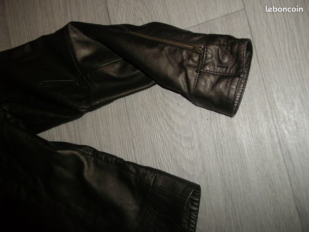 Veste En Cuir Véritable Femme GIOVANE - Taille 44 - Noir - Vintage - Occasion Très Bon état - Style Basique
