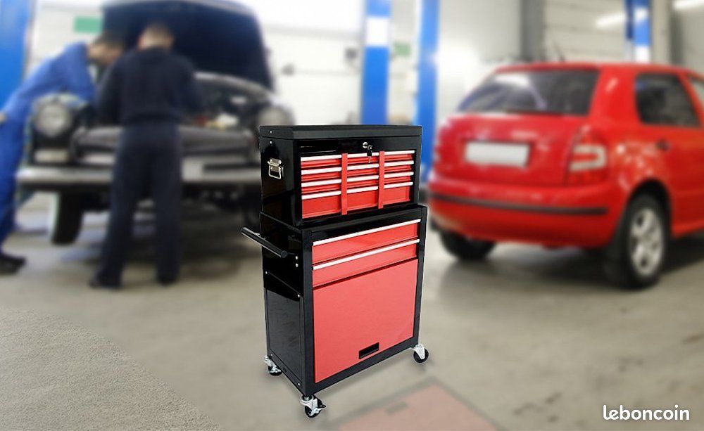 Servante d'atelier à 9 tiroirs Tapis antidérapants - Noir-Rouge - Livraison gratuite en Europe ⭐ ⭐ ⭐ (image 4)