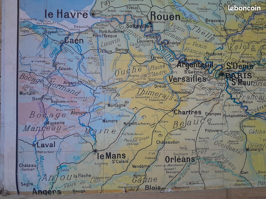 PS2 Ancienne carte scolaire Hatier Les régions naturelles de France - N°9 -9Bis (carte double) Bassin Parisien par Paul Kaeppelin (image 6)