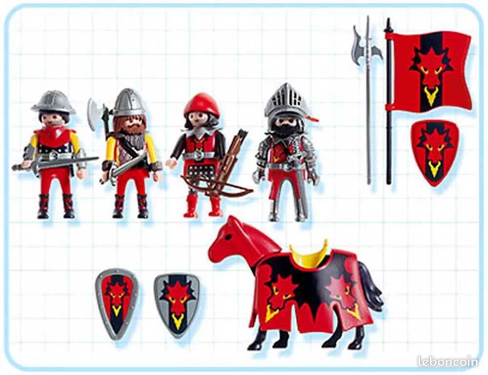 PLAYMOBIL (L4269) MOYEN-AGE - Soldat Chevalier du Dragon Rouge 3319