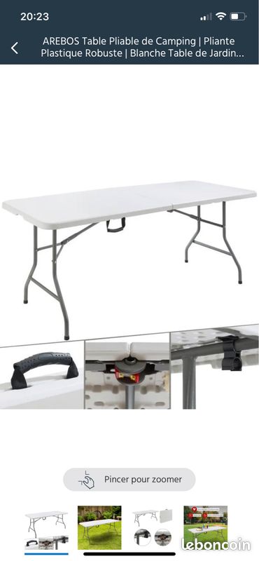 AREBOS Table Pliable de Camping