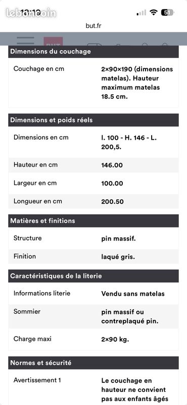 Vend lit superposé modulable 190x90cm avec les matelas (image 6)